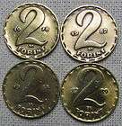 HUNGARY 1978, 82, 87 ,89   LOT OF (4) 2 FORINT COINS  