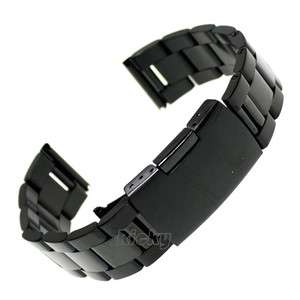  Black Stainless Steel Watch Band Bracelet Straight End Solid Link b80b