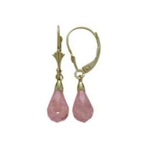  Pink Tourmaline 10 Karat Gold Briolette Earrings Jewelry