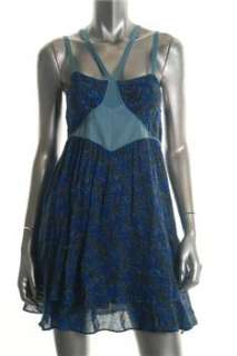 Free People Blue Casual Dress Linen Sale 4  