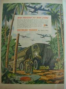vtg WWII WW2 military AUTOCAR TRUCK plane army navy ad  