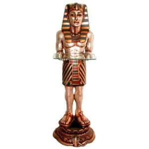   Sculpture Pharaoh Tut Servant Statue Glass Side Table