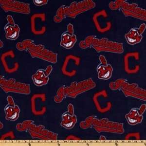   Fleece Cleveland Indians Toss Red/Blue Fabric By The Yard Arts
