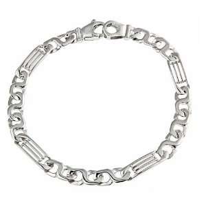   Mens Handmade Link Bracelet Rhodium Plated 8.25 11.5g Jewelry