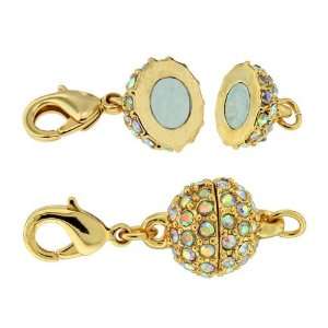  Beadelle Crystal 10mm Round Pave Magnetic Clasp Gold 