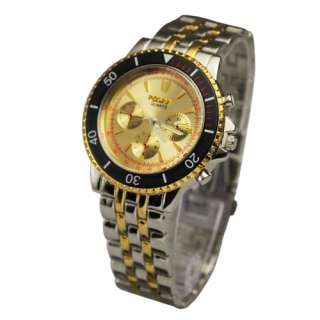 NEW Gold Dial Style Quartz Stainless Steel Fashion Mens Wrist Watch 