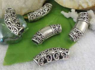 20 Tibetan silver floral tube fit charm bracelet FC9165  