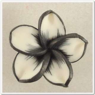 50 PCS Pick Color Polymer Clay Fimo White Petals Plumeria Flower Beads 