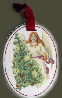 Victorian Angel & Christmas Tree ceramic Ornament NEW  