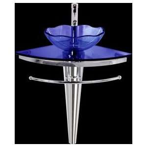  Pedestal Sinks, Blue Glass Tapered Pedestal Sink