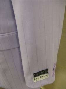 New John Raphael Fashion 3 Pc Suit w/Vest Lavender Pinstripe 2 Buttons 
