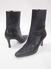 WARREN EDWARDS Black Leather Mid Calf Boots Heels 38 8  