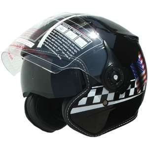 Motorcycle Helmet Dual Visor open face DOT 352 American Flag  