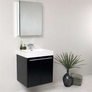 Fresca Alto Black Modern Bathroom Vanity w/ Faucet & Medicine Cabinet 