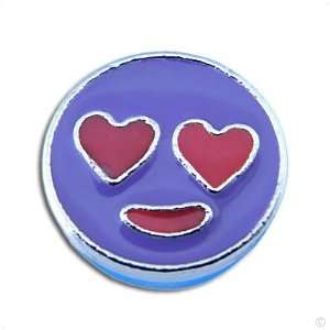   Dangle 8 mm purple smile face with heart eyes, jewellery making kits