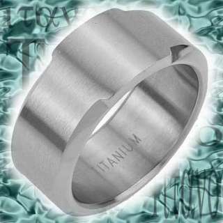 10mm Pip Cut Brushed Top Titanium Band Mens Wedding/Engagement Ring 