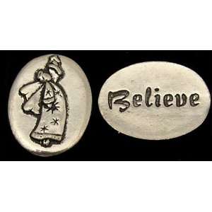  ANGEL WITH STAR BELIEVE   PEWTER   POCKET COIN (MADE IN 