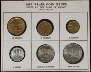 Rare 1963 Uncirculated Coin Set Issued Bank of Israel  