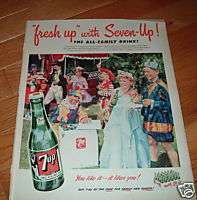 1952 7up Soda Bottle Ad Children Costume Party  