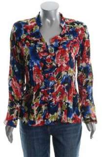 Sunny Leigh NEW Plus Size Printed Blouse Floral Print Ruffled Top 1X 
