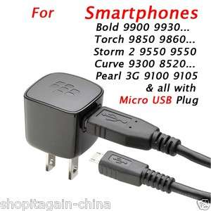   USB Wall+Cable Charger For Bold 9900 9930 Torch 9850 Storm  