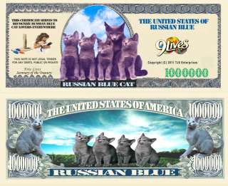 RUSSIAN BLUE CAT DOLLAR BILL (2/$1.00)  
