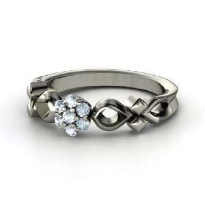  Corsage Ring, Platinum Ring with Aquamarine Jewelry