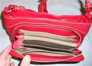 Cold Water Creek Leather Organizer Shoulder Bag Red NWT  