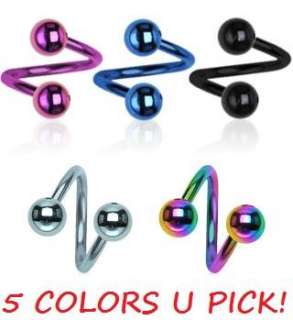 TITANIUM TWIST BELLY NAVEL RING ANODIZED SPIRAL 14G  
