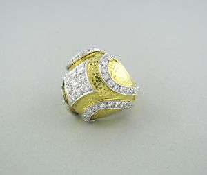 ESTATE DAVID WEBB 18K GOLD PLATINUM DIAMOND DOME RING  