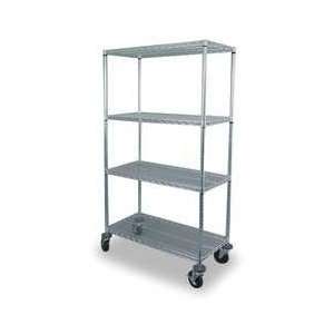 Storelogic 2HDK9 Wire Cart, 4 Shelf, 48x18x69, Zinc  