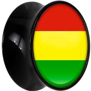  20mm Black Acrylic Bolivia Flag Saddle Plug Jewelry