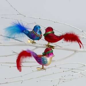   Up Bird with Feather Tail Clip On Christmas Ornaments