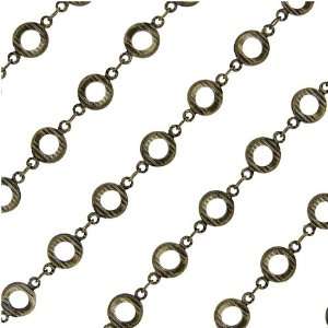 Antiqued Brass Textured Open Circle Chain With Oval Rings 12x7mm   By 