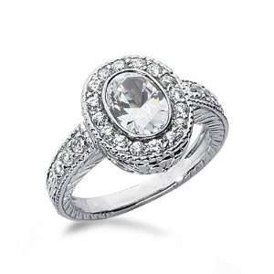  1.35 Ct Oval Diamond Engagement Ring Vintage SI3 G 14K 
