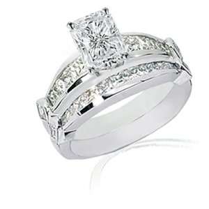  2.35 Ct Radiant Cut Diamond Engagement Wedding Rings 