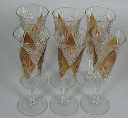 FINE BOHEMIAN CUT CRYSTAL GLASS STEMWARE SET c. 1930  