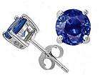 Sterling Silver 4mm Round Natural Sapphire Stud Earrings (.50ct tw)
