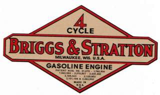 Briggs & Stratton Gas Engine Motor Decal Hit & Miss Engine 2 inch Bore 