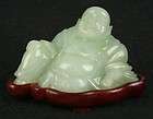   CHINESE QING DYNASTY REPUBLIC OLD HAND CARVED GREEN JADE JADITE BUDDHA
