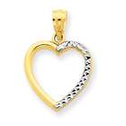 Jewelry Adviser pendants 14k & Rhodium Half Diamond cut Heart Pendant