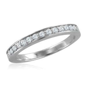  Pave Diamond Wedding Band Ring in 18k White Gold Band (G 