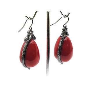  Tear Drop Large Lucite Beads Earrings   Red Everything 