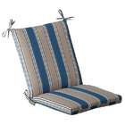   Outdoor Patio Furniture Mid Back Chair Cushion   Blue & Tan Stripe
