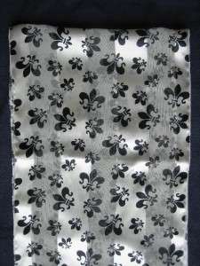 NEW White Black Fleur De Lis Mardi Gras Scarf 59 x 13  