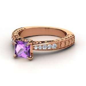  Megan Ring, Princess Amethyst 14K Rose Gold Ring with 