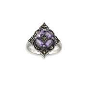 Sterling Silver Amethyst Ring with Marcasite 
