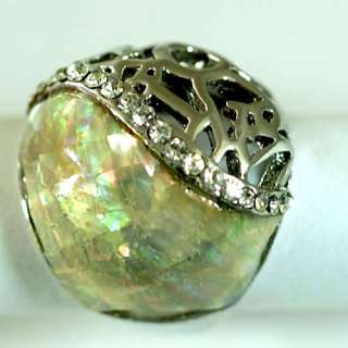   Silver Grave GP Diamante Gemstone Ring CZ Jewelry Fashion  