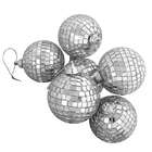   Gleaming Silver Mirrored Glass Disco Ball Christmas Ornaments 2.75