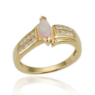   Cut Pink Opal Simulated Gold Plated 925 Sterling Silver Womens Ring